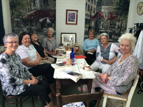 With Tracy Bock’s lovely book club at her Paris Cafe in Guildford