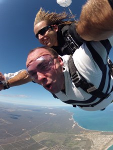 Skydiving reminded me of going on stage—the build-up, the door opening, the exit from the plane and then just being in the moment because you can’t go back, you can only go forward.