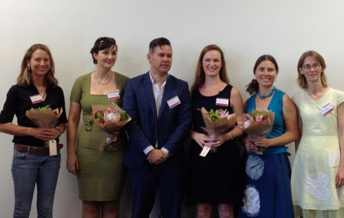 Portland Jones, Mihaela Nicolescu, Fremantle Mayor Brad Pettitt, Louise Allan, Nicole Sinclair, Fremantle Press fiction publisher Georgia Richter
