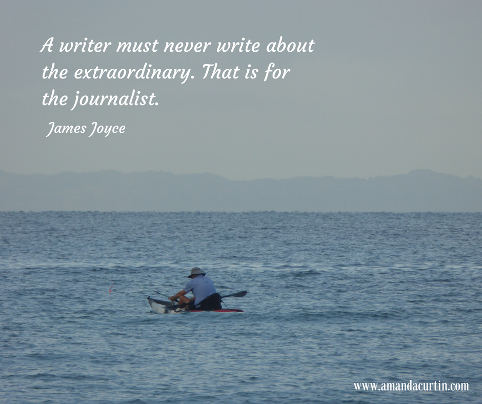 A writer must never write about the extraordinary. That is for the journalist.