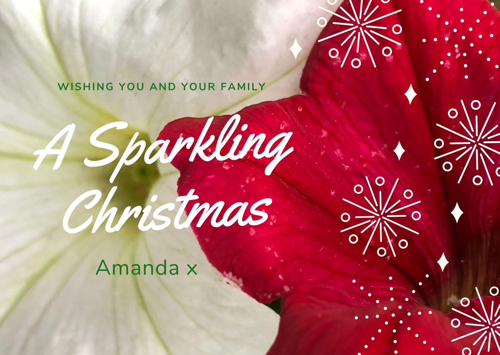 Teal White Sparkle Christmas Card